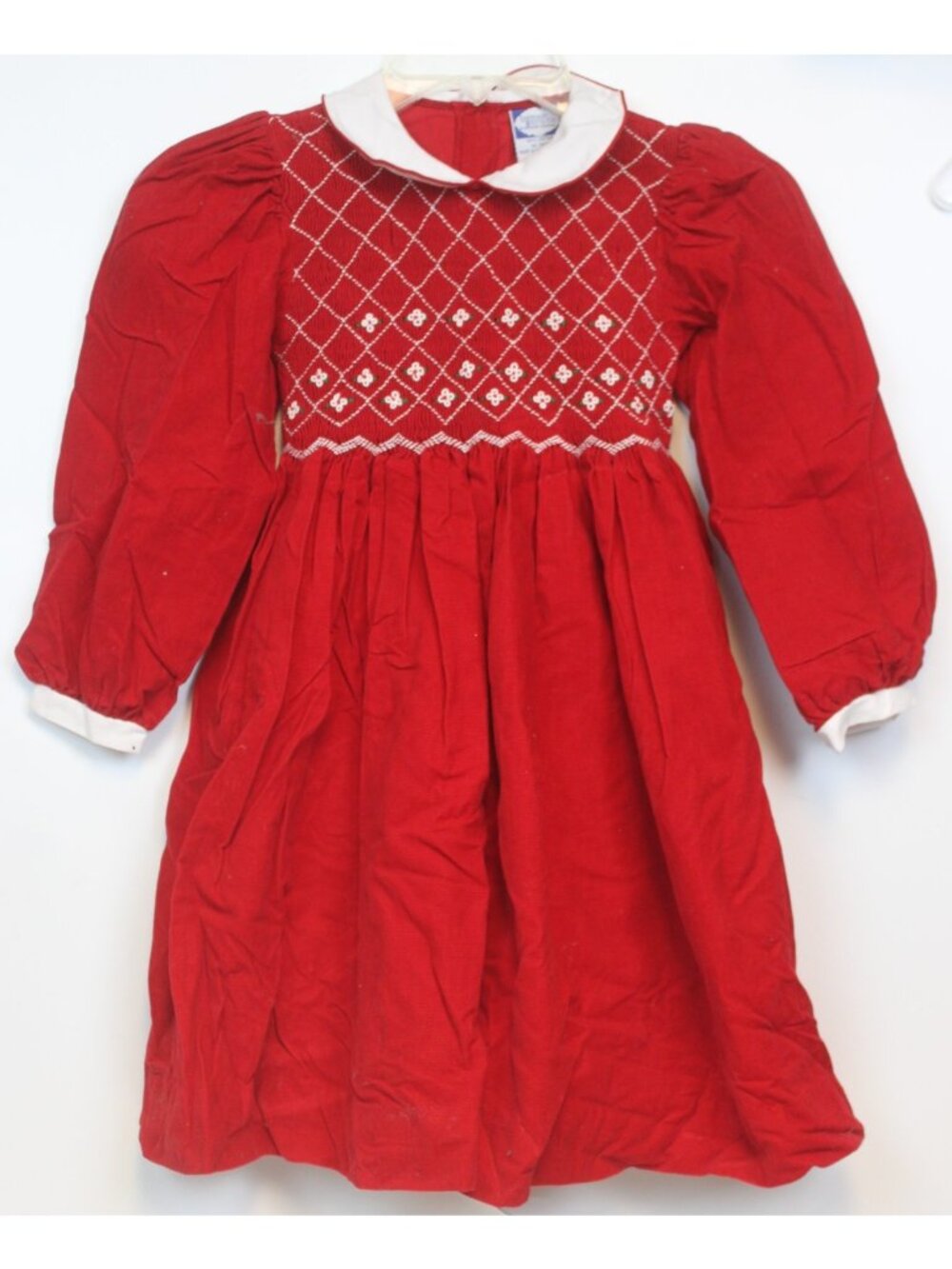 Carriage Boutiques Red Corduroy Dress 6x Smocked Flower Holiday Xmas Embroidered